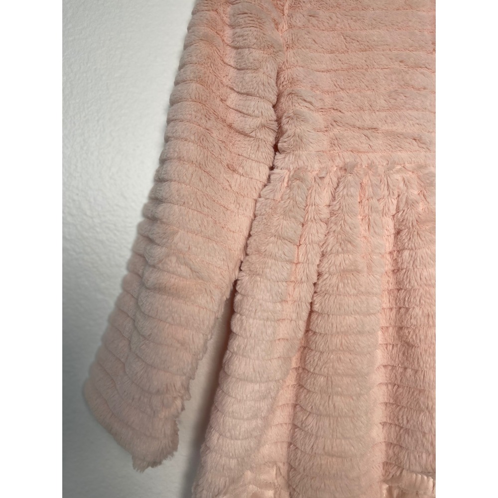 Blueberi Boulevard Girls Pink Faux Fur Rosette Button Front Dress Coat BBHGH64 - Picture 7 of 12